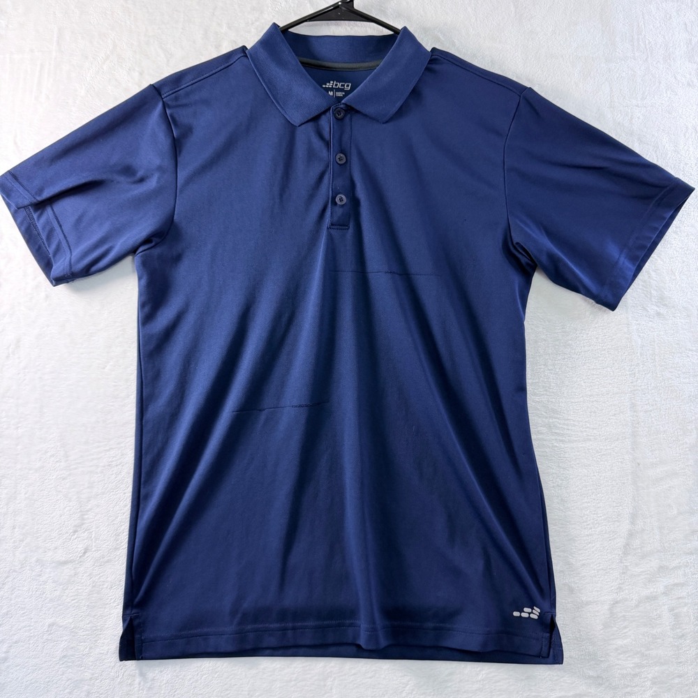 BCG Performance Polo Mens M Blue Short Sleeve Athletic Golf Shirt